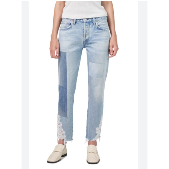 CITIZENS OF HUMANITY Emerson Distressed High Waist Slim Fit Jeans Upcycle 28